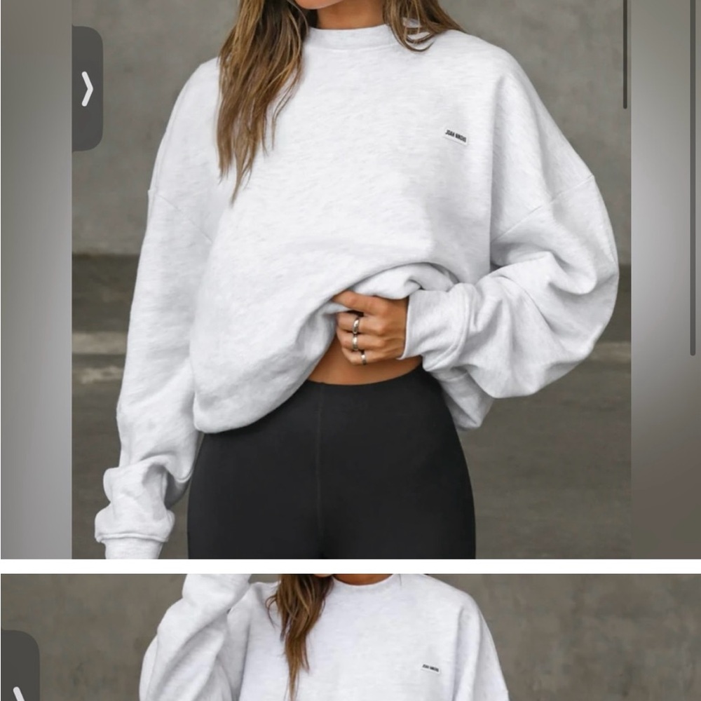 Joah Brown White Oversized Long Sleeve Sweatshirt